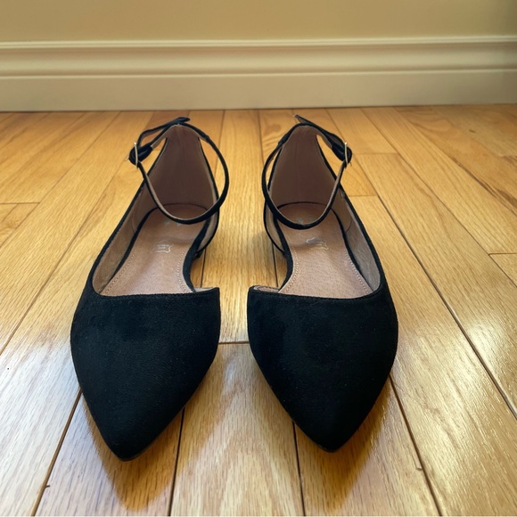 Vanessa Wu Ankle Strap Flat in Black Suede - Picture 4 of 6